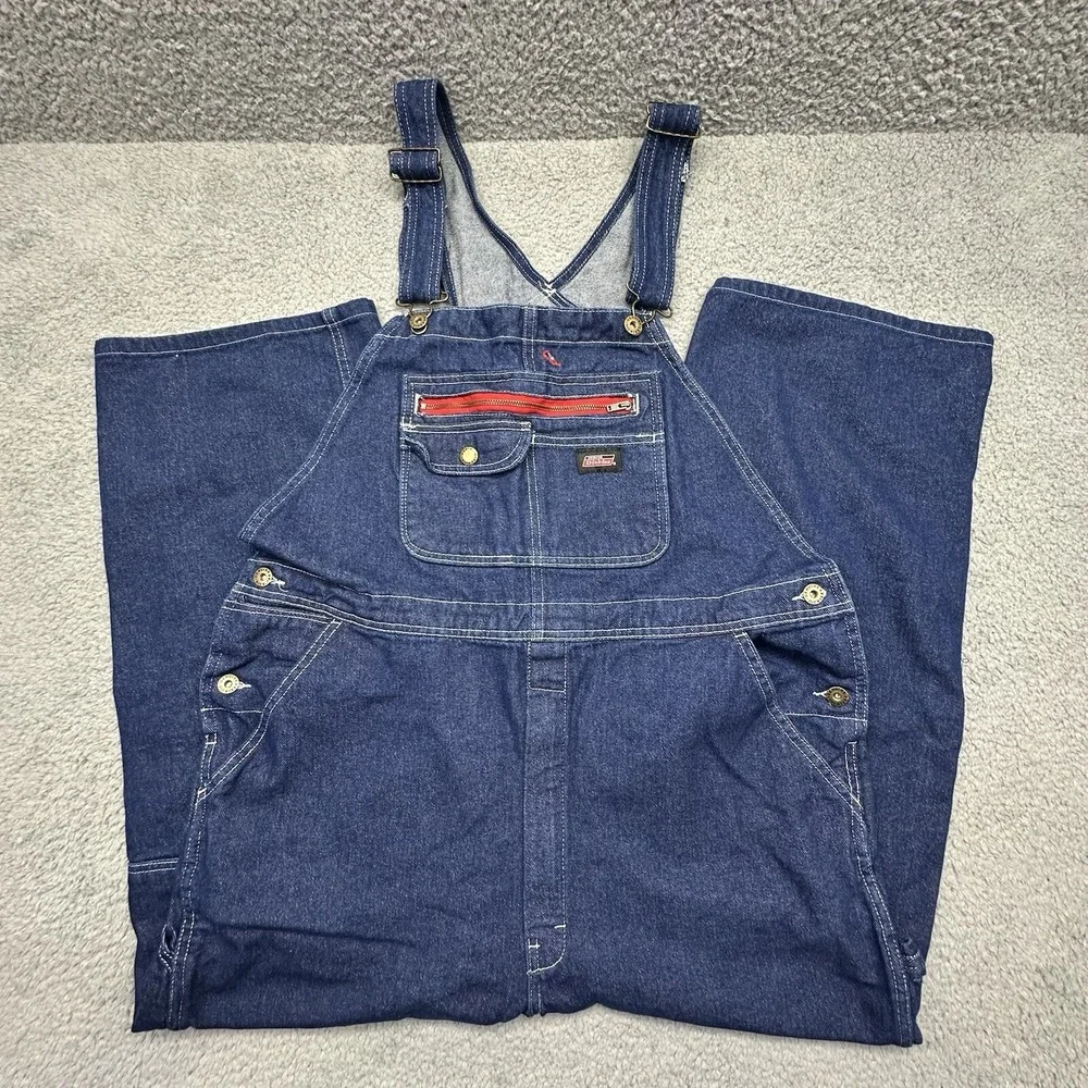 Genuine Dickies Men's Large Regular Relaxed Fit Ultra Tough Denim Bib Overalls